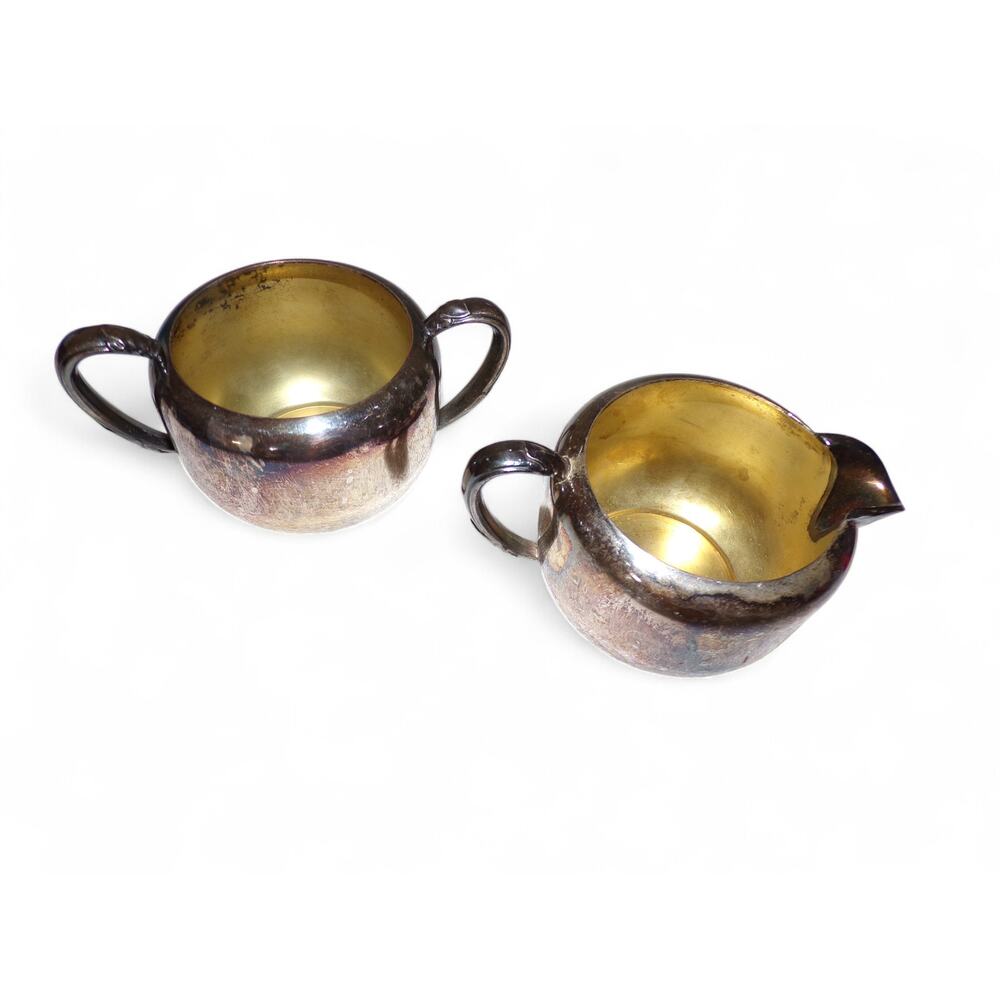 Vintage Oneida Community Tudor Plate Sugar & Creamer #609 Very Tarnished